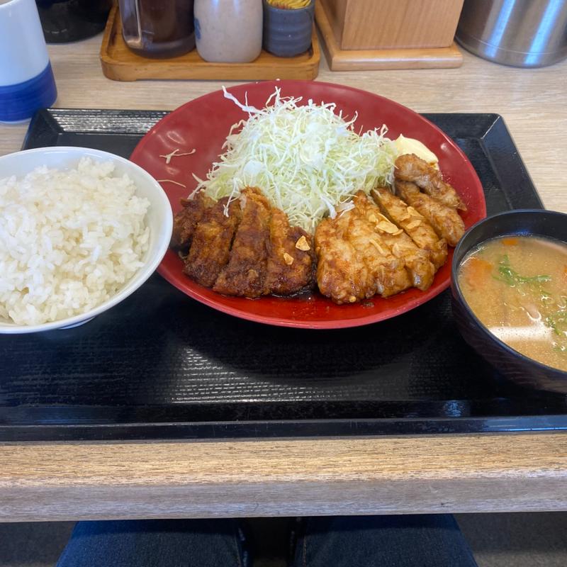 トンテキとチキンの合盛定食(かつや 愛知津島店)