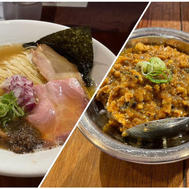 強煮干し鶏塩・キーマカレー(麺楽 軽波氏)