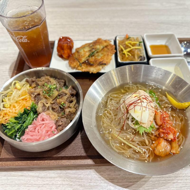 焼肉牛カルビ丼&冷麺セット(韓ポチャサクラマチクマモト)