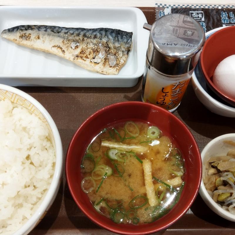 塩さばたまかけ朝食 並(すき家 葛飾亀有一丁目店)