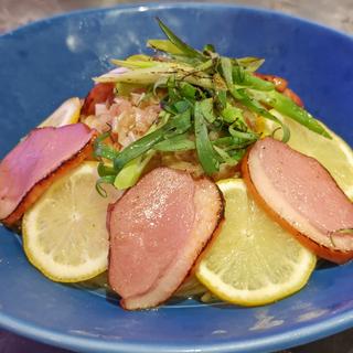 レモン香る合鴨と炙り九条ネギの冷製スパゲッティ