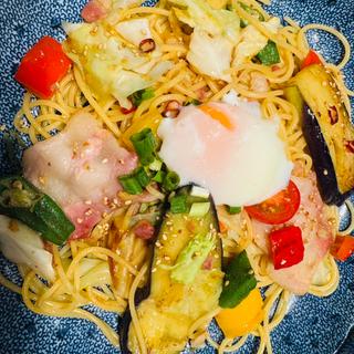イベリコ豚と夏野菜づくしのよくばりスパゲティ