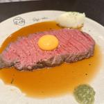 和牛ローストビーフ定食　てりやき卵黄ソース