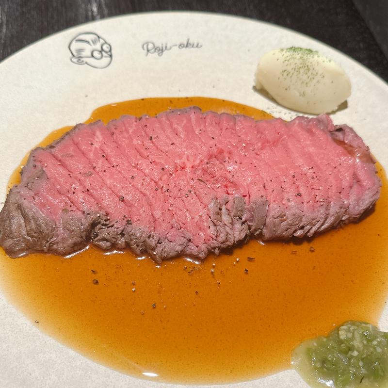 和牛ローストビーフ定食　和風ステーキ醤油ソース(Roji-oku 四条 ディナー ローストビーフ)