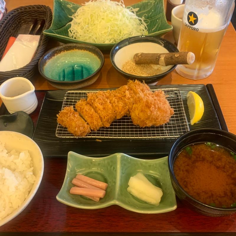 熟成三元麦豚ロースかつ（110g）・大粒帆立フライ 御膳(恵比寿かつ彩 北千住ルミネ店)