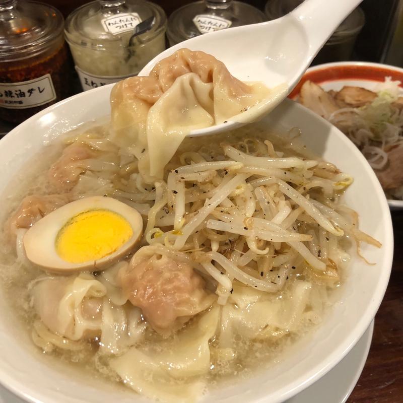 塩ニンニク粗びき肉汁雲呑麺ご飯セット(広州市場 大塚店)