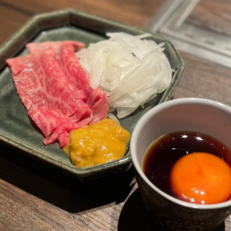 和牛の雲丹蕎麦(池袋焼肉kintan)