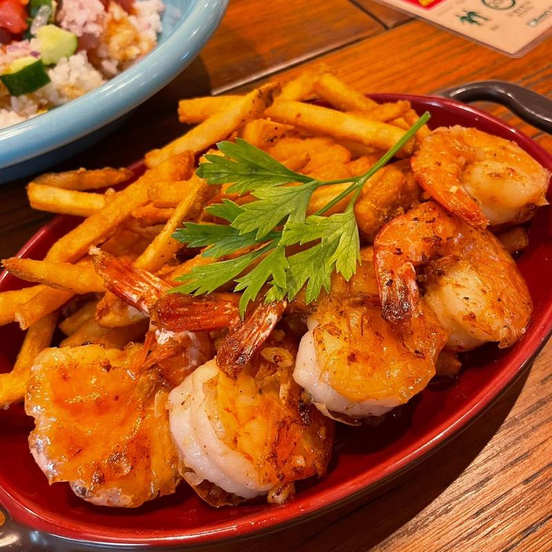 ガーリックシュリンプ&フレンチフライ(コナズ珈琲ふじみ野)