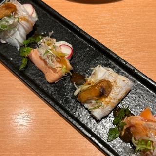 真鯛とトラウトサーモンの炙り焼き
