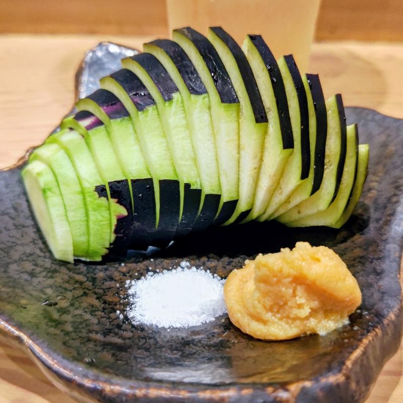 水ナス刺身( 海鮮レアカツ 手巻きずし KITSUNE(狐))