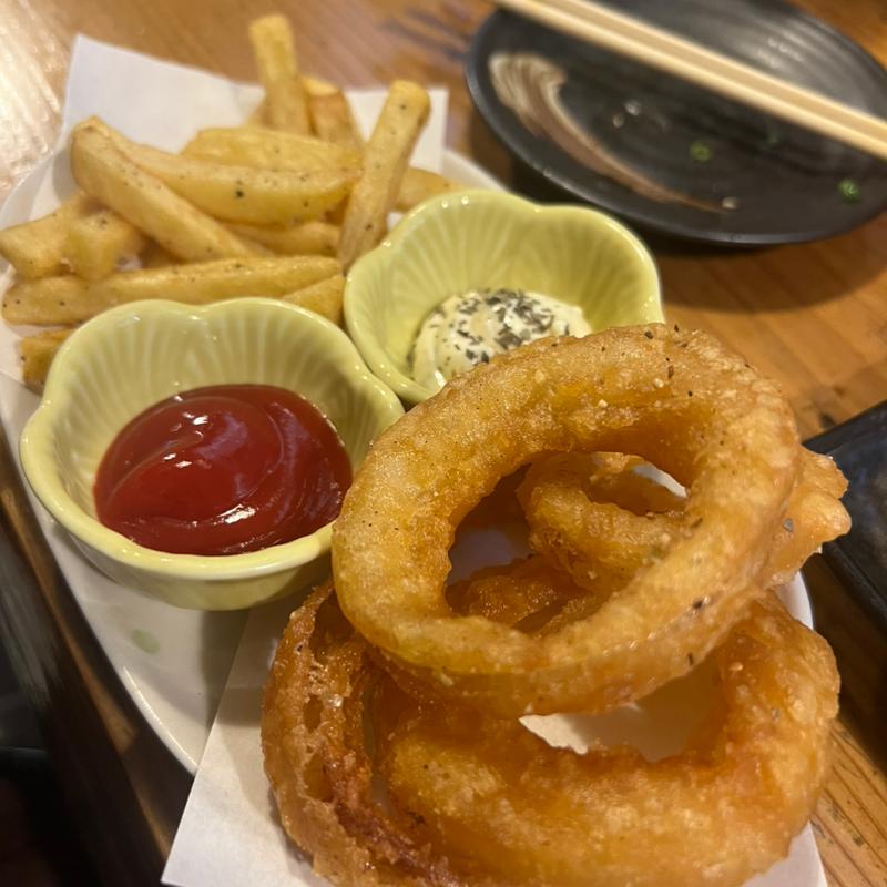 オニオンリング ポテトフライセット(炭火焼鳥 わがや)