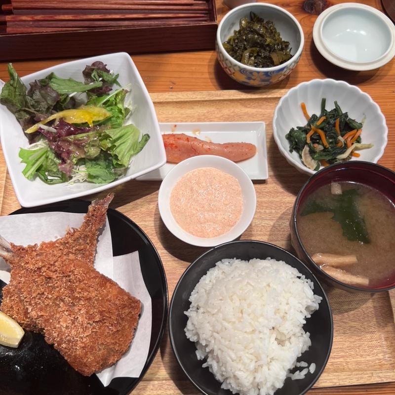 アジフライ定食(博多もつ鍋やまや 新橋店)