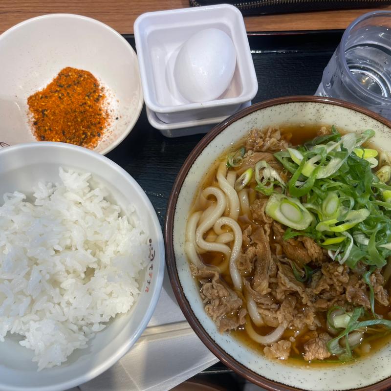 九条ねぎ肉増しうどん　たまごかけご飯セット(フードコート 草津PA(上り))