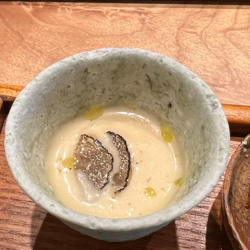 冷製スープ トリュフ添え(研羊の前菜)(とんかつ乃ぐち)