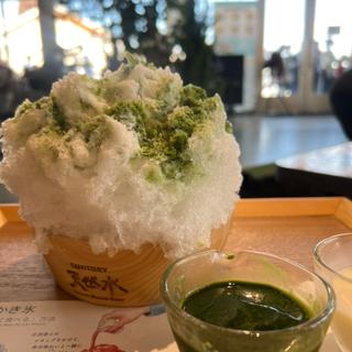 サントリー天然水のかき氷 抹茶みるく（抹茶シロップ＋練乳）(SUNTORY PARK CAFE)