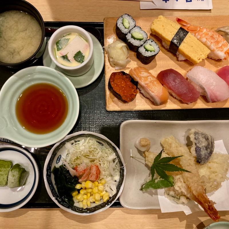 寿司天ぷら御膳(寿司 築地日本海 豊洲シエルタワー店)