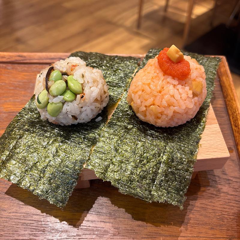 ミニ明太チーズ&桜エビと枝豆おにぎり(365日製麺所)