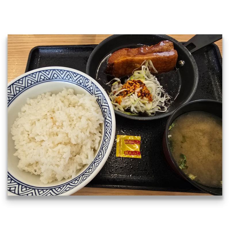 厚切り豚角煮定食＋大盛り(吉野家 市川鬼高店)