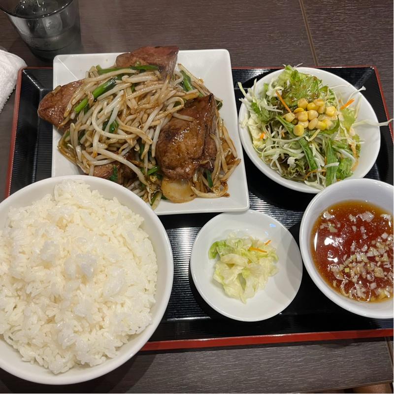 こしじポークの厚切りレバニラ定食 醤油(中華ダイニング多礼)