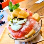 完熟桃とレアチーズのかき氷