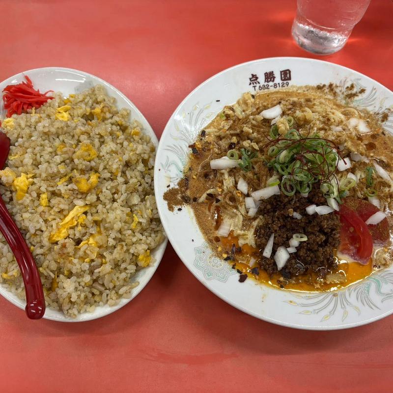 冷やし担々麺 焼き飯 小(点勝園)