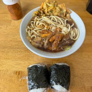 ゲソ天うどん　天ぷら　おにぎり2個