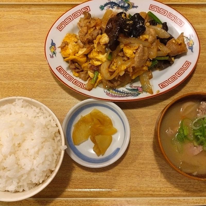 豚キクラゲ玉子炒め定食(大衆食堂 定食のまる大 飯田橋西口店)