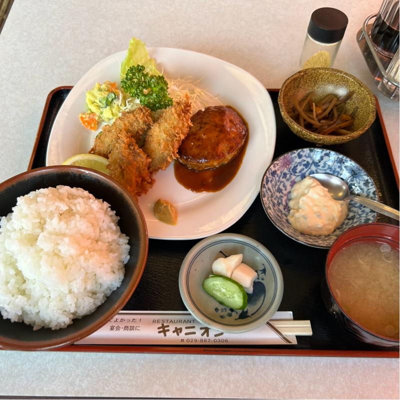 Aセット(ハンバーグとカキフライ)(和風レストラン　キャニオン )