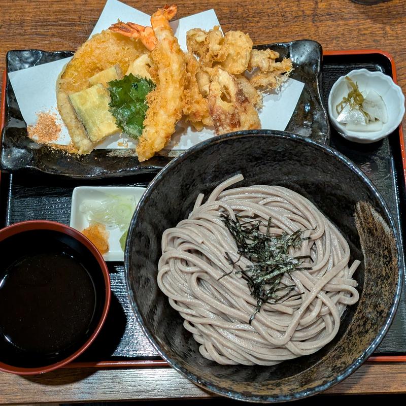 天ぷら7種ざる蕎麦(岩駒)