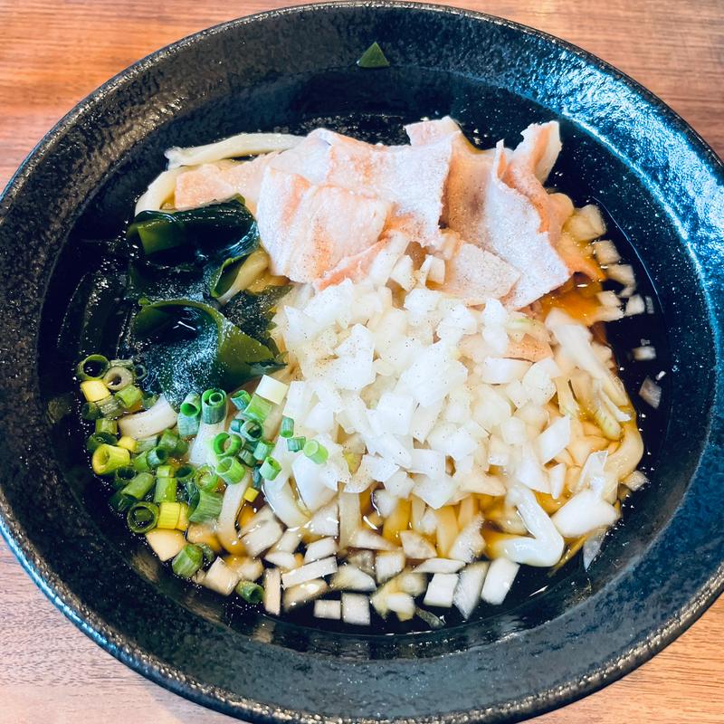 豚バラときざみ玉ねぎのぶっかけ(八王子ラーメン風)(手打ちうどんわだや)