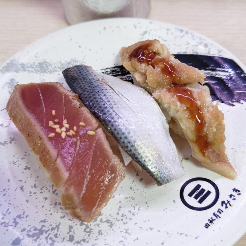 王道江戸前三貫盛(回転寿司みさき ビーンズ新杉田店)