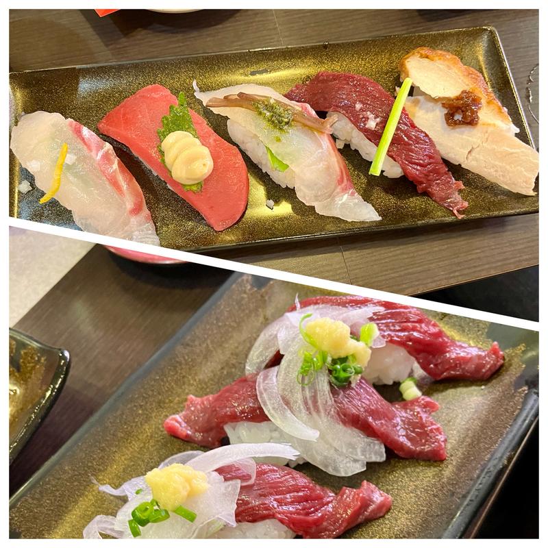 くまもとモン火の国五彩盛・馬刺し(海鮮特急レーン　寿司じじや山鹿店)