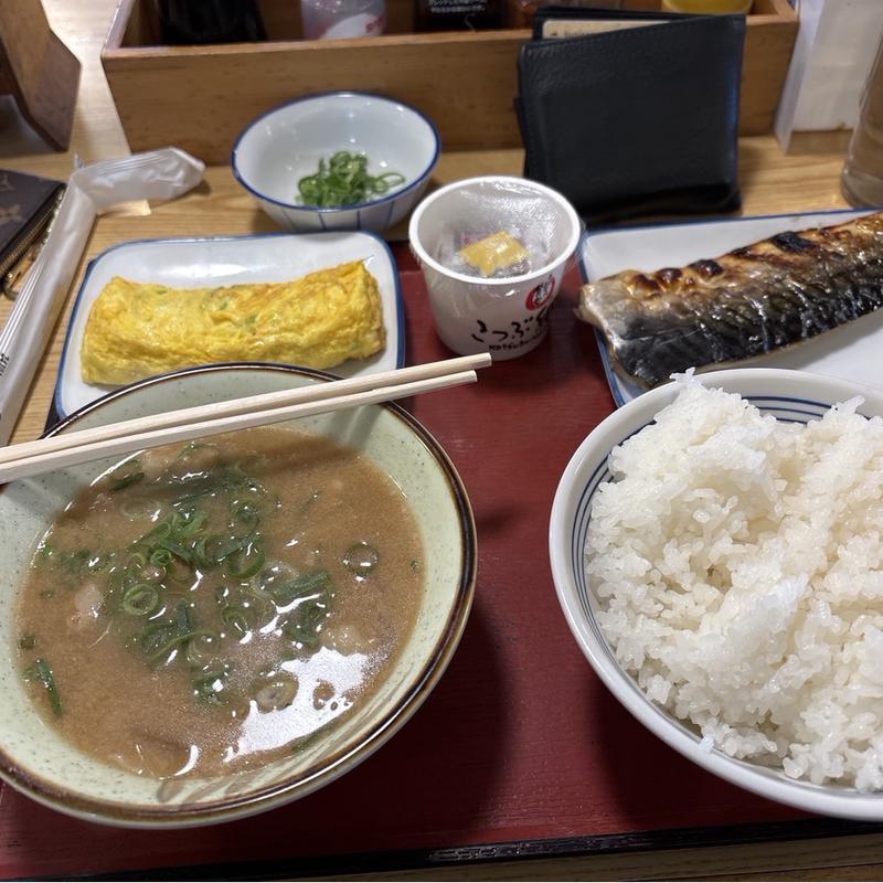 ご飯　豚汁　納豆　鯖塩焼　玉子焼(まいどおおきに食堂 三郷たかの食堂)