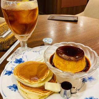 ホットケーキ プリン アイスティー