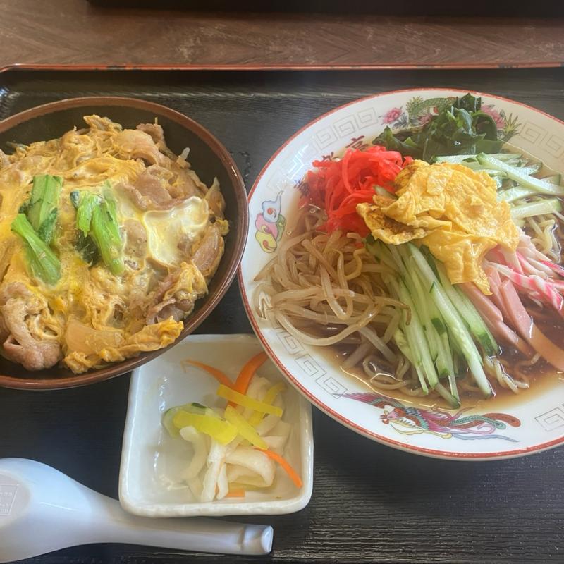 冷やし中華+肉丼(喜楽亭食堂 )
