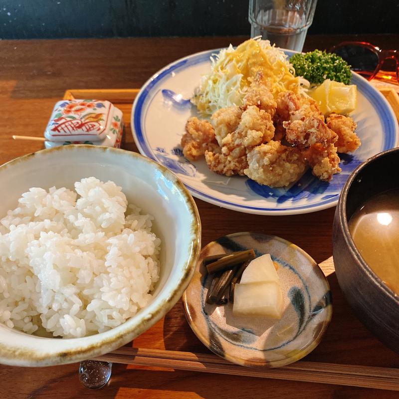 鶏ハラミの塩麹唐揚げ定食(のいえ)