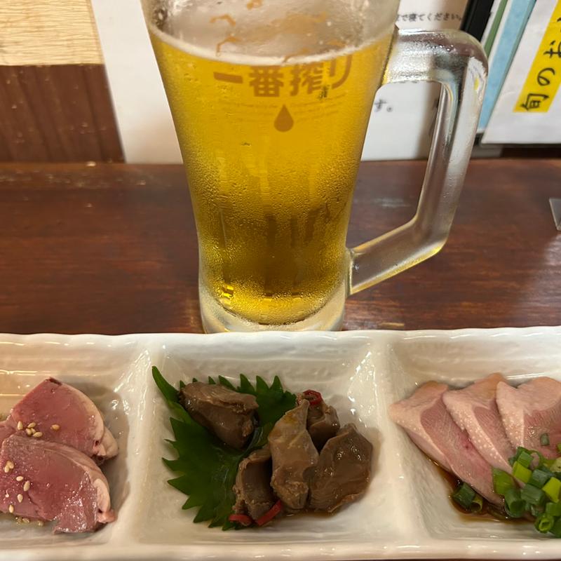 鮮もつ3種盛りセット+キリン一番搾り(まげし とちぎや )