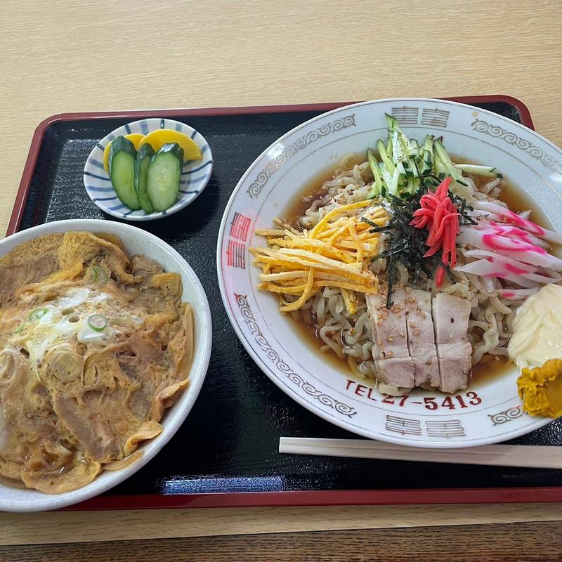 冷やし中華 ミニチャーシュー丼(更科食堂)