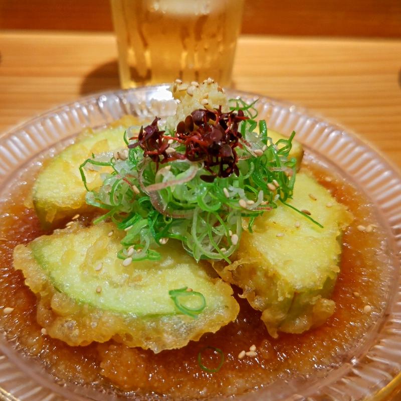 とろ茄子の冷製みぞれ揚げ出し(寿司トおでんにのや横浜店)