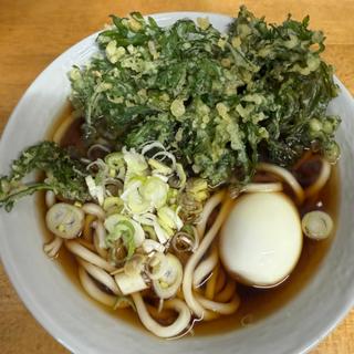 春菊天うどん　ゆで玉子