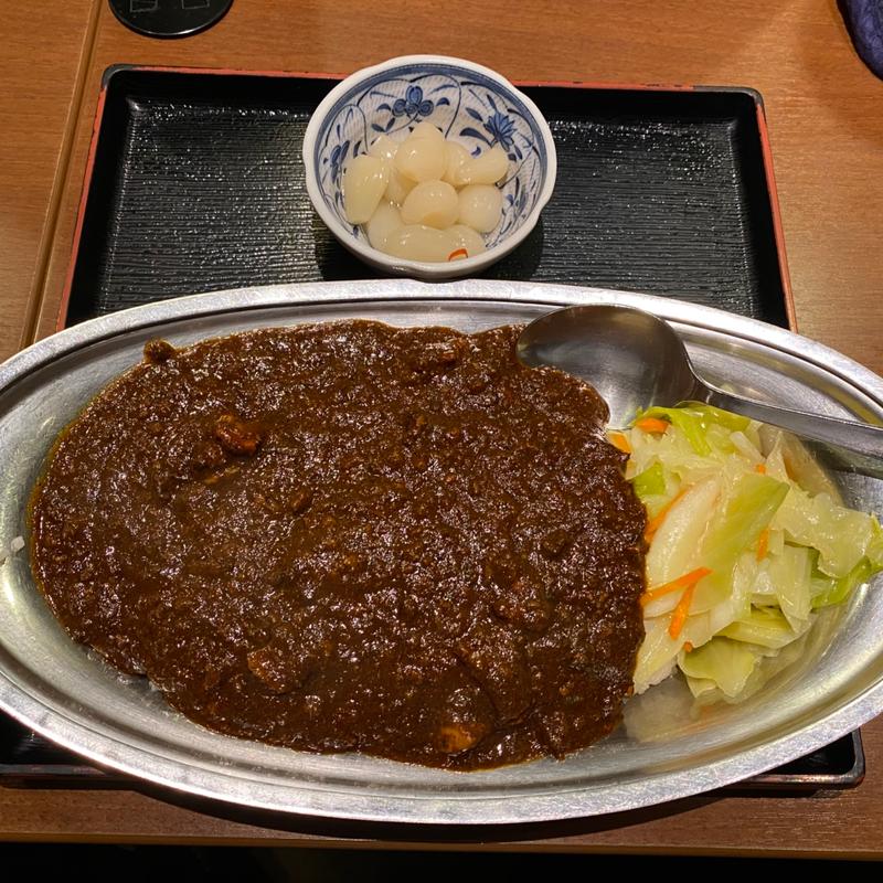 大辛口チキンカレー　甘酢らっきょう(肥後橋南蛮亭)