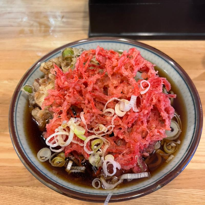 かき揚げそば+紅生姜天(福そば )