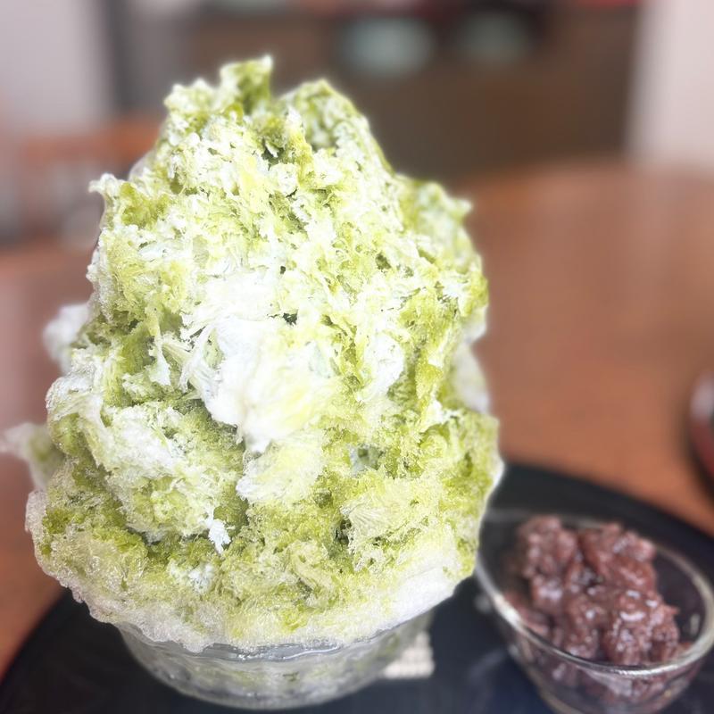 かき氷　抹茶ミルク金時(丹波栗菓匠大福堂本店)