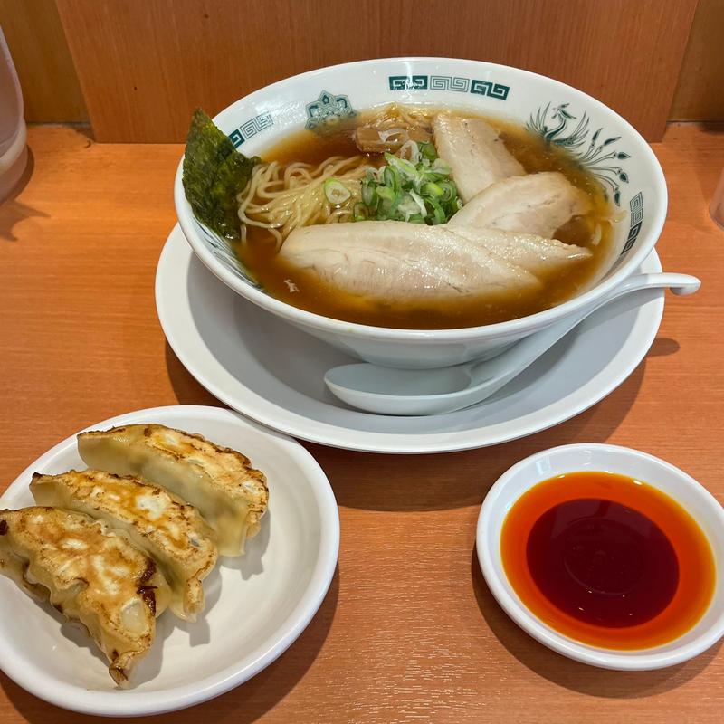 チャーシューメンと3個餃子(日高屋 上福岡店)