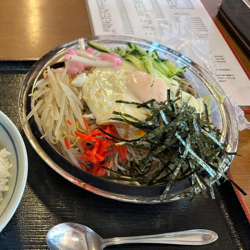 冷やし月見そば 大盛り(そば処 長岡屋)