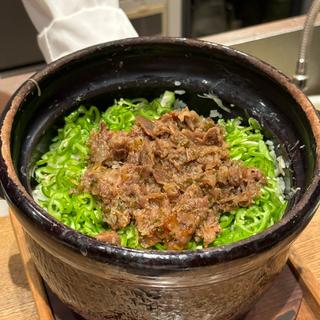 仙台牛のしぐれと万願寺とうがらしの茗荷ご飯(味処 はやし)