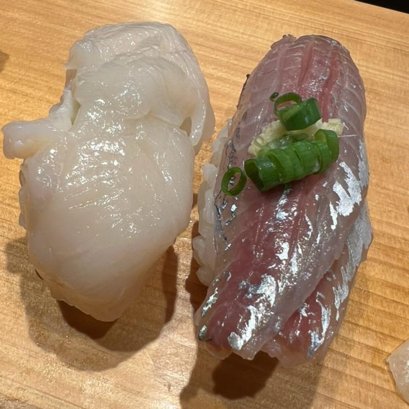 生ホタテ握り　生鯵握り(庄和丸)