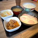 Wハムエッグ牛小鉢定食