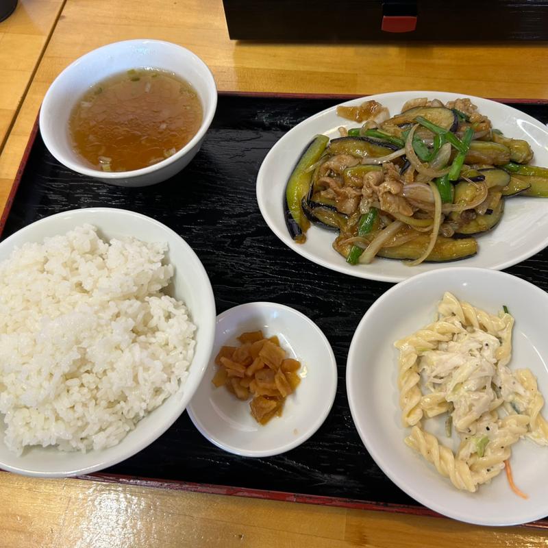 ナスと豚肉炒め定食(和が家)