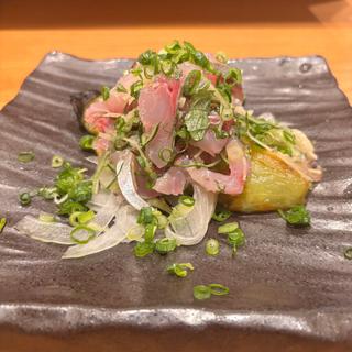 焼き茄子と鯵のたたき